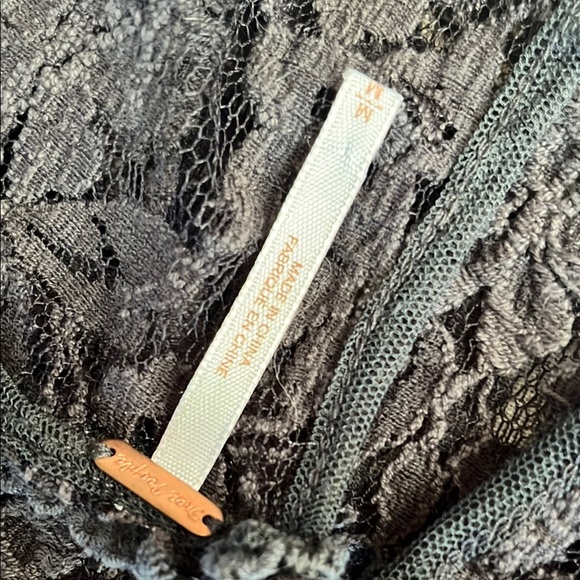 Free People Blue Gray Lace and Gold Ruffled Peplum Blouse - Picture 3 of 15